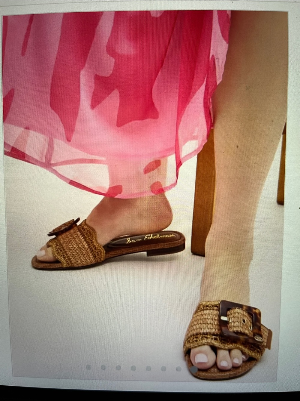 NWT Sam Edelman Bambi Raffia Tortoise Buckle Slide Sandals